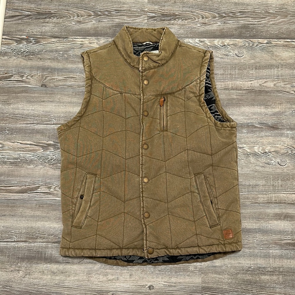 Roark Quilted Canvas Vest in Olive Brown